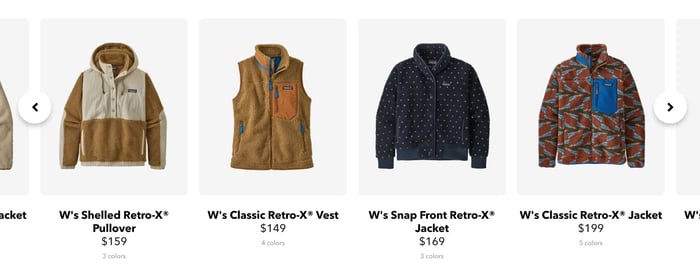 horizontal scrolling on patagonia.com